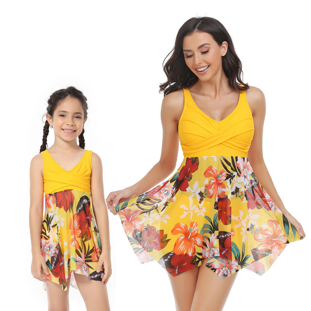 「🌼Summer Flash Sale - 50% Off」Ruffle Floral Print One Piece Mommy and Daughter Swimsuits