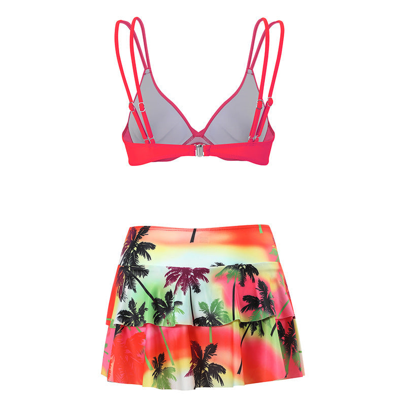 Floral Bikini Set & High Waisted Swim Skirt