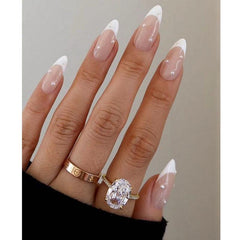 lovevop White French Point Water Drop Nails