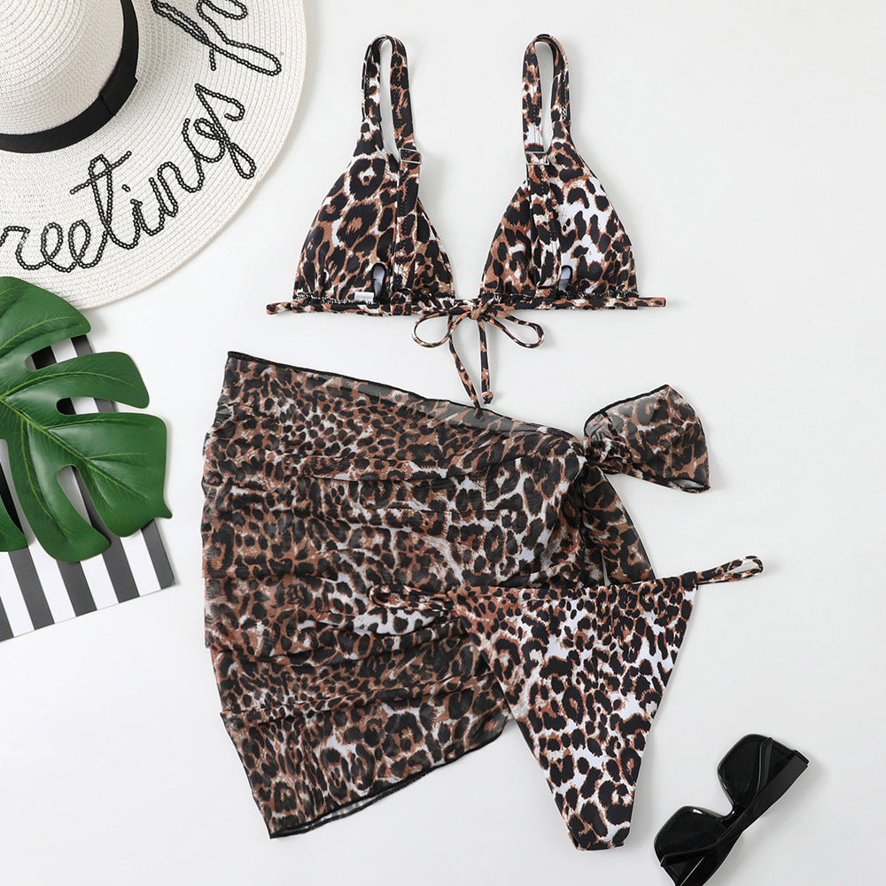 Leopard Bikini Swimsuit & Beach Skirt