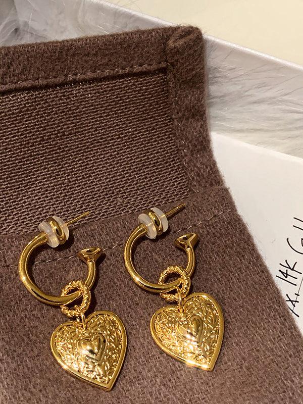 lovevop French Retro Heart Earrings