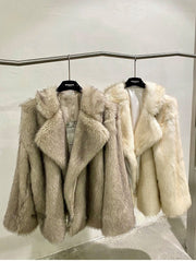 lovevop Vintage Imitation Fox Eco-friendly Fur Coat