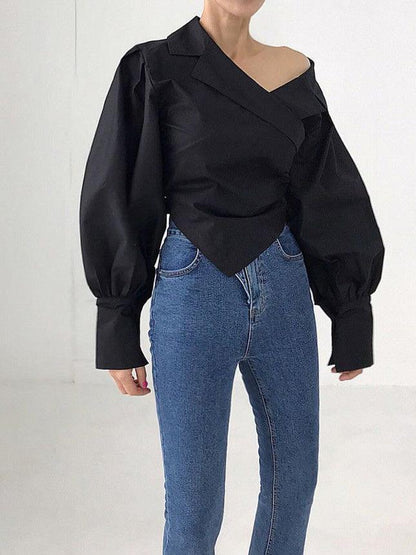 lovevop Irregular Off-the-shoulder Shirt Blouses