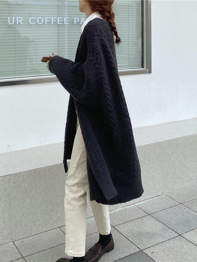 lovevop Loose Thick Warm Long Cardigan Jacket