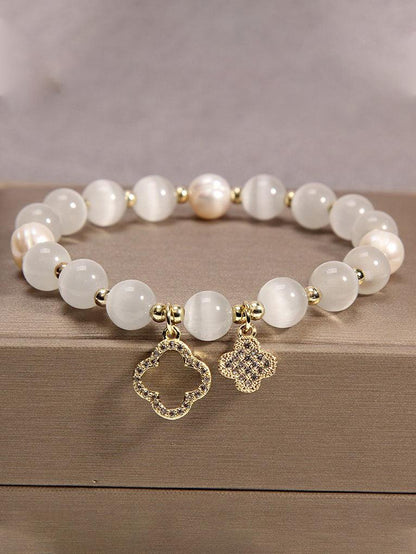 lovevop Clover White Opal Crystal Bracelet