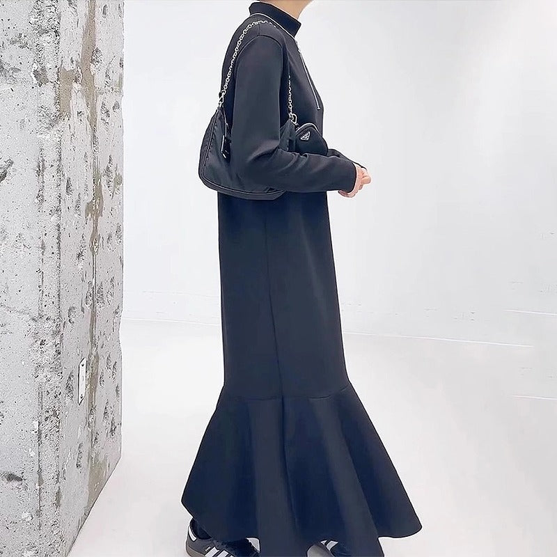 lovevop Casual Long-sleeved Sweatshirt Fishtail Long Dress