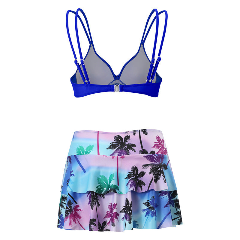 Floral Bikini Set & High Waisted Swim Skirt