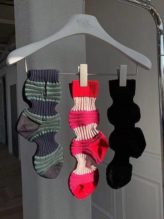 lovevop Fold Striped Lantern Cotton Socks