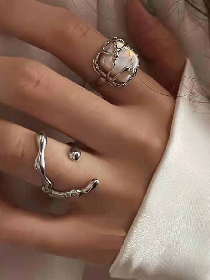 lovevop Moonstone Opening Rings Accessories 2 Sets