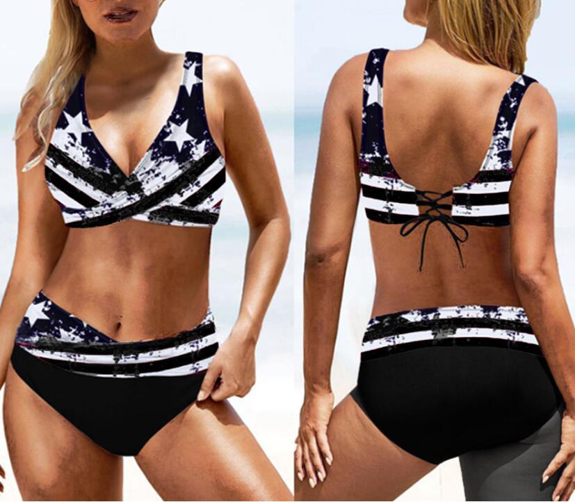 「🎉Mother's Day Sale - 40% Off」US Flag Tie Dye Bikini Set Swimsuit