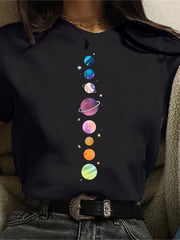 Women's Planets Print Aesthetic Graphic Women T-shirt