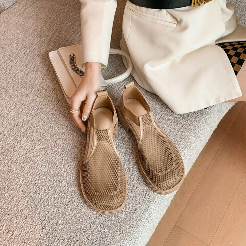 lovevop Summer Women Sandals Fashion Casual Buckle Strap Summer Shoes Patent Leather Shoes for Women Casual Air Mesh Women Shoes