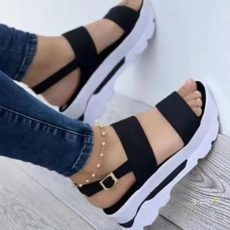 lovevop-Women Comfortable Outdoor Sandals Casual Plus Size Slippers Round on Plus Size Wedge Shoes Sandalias Mujer