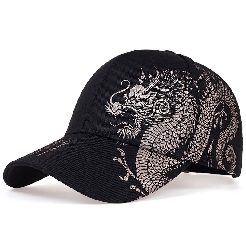 lovevop-Dragon Pattern Men's Trendy Handsome Peaked Cap Cool Hip Hop Baseball Hat