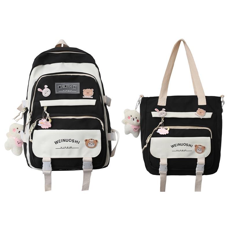 maoxiangshop - Fashion Women Backpack Multilayer Large Capacity School Bag For Girls Cute Pendant Shoulder Bags Waterproof Travel backpacks