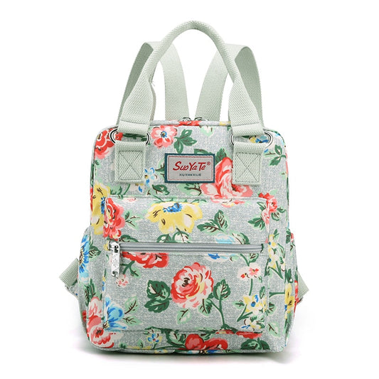 maoxiangshop - Pastoral style Women Backpack Girls Nylon Travel Daypacks Printed Flower Vintage Rucksack Youth School Female Backpack