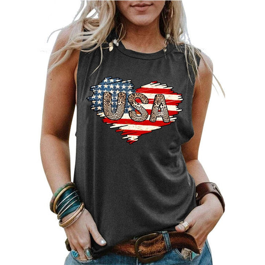 USA American Flag 3D Print Tank Tops Oversized Women Sleeveless Vest Y2k Streetwear Off Shoulder Camisole Harajuku Clothing