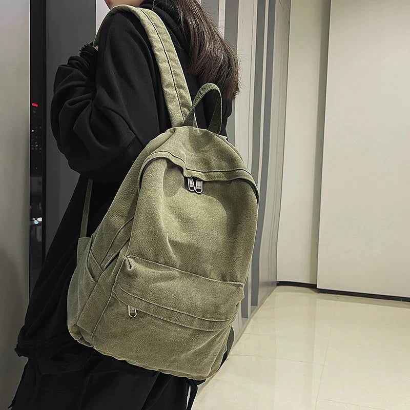 High-capacity Tooling Ins Canvas Women's Backpack for Girls Boys Cute High School Bags for Teens New Women Backpacks Mochila