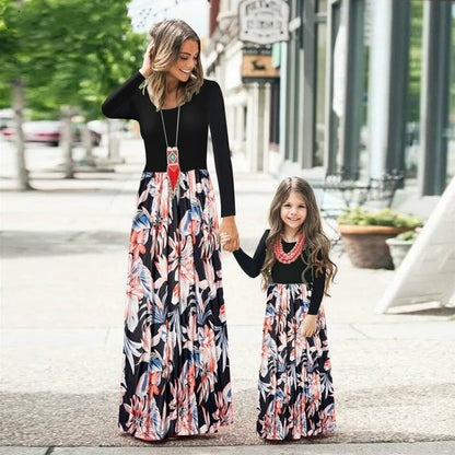 Lovevop Mother And Daugther Dress Family Matching Outfits Floral Mom Girls Dresses Mom Baby Romper Mommy and Me Clothes Vestido