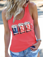 Women's Summer American Flag Print Drink Racerback Tank Top