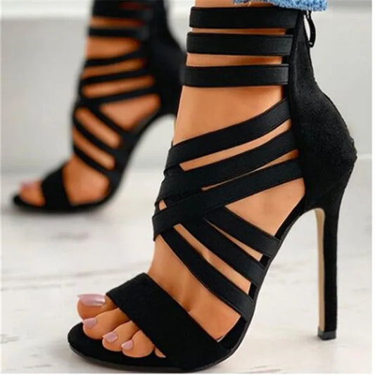 lovevop-Shoes for Women Summer Pump Women High Heel Sandals Zipper Fashion High Heels Sexy Ladies Plus Size Shoes 35-43 Heels Women