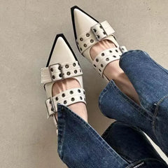 lovevop- New Women Chunky Sandals Summer Shoes Fashion Mid Heels Pointed Toe Party Shoes Brand Casual Shoes Mujer Slippers Zapatos