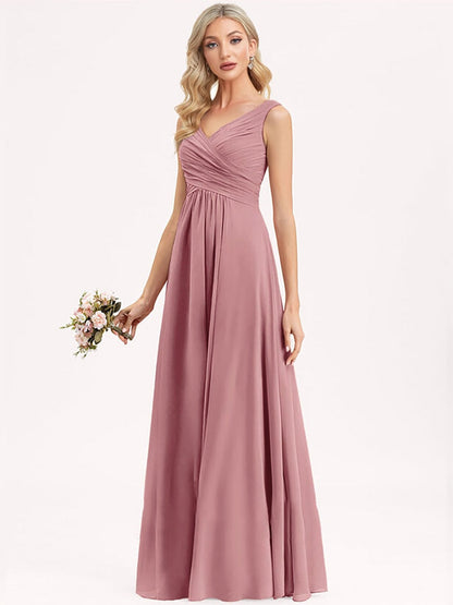 Lovevop Elegant V-Neck Chiffon Evening Dress 2024 Bridesmaid Gown Prom Cocktail Long Party Dresses Vestido Robe for Women