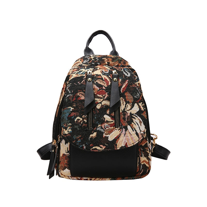 maoxiangshop - Luxury Designer 2023 Women Backpack Flower Pattern Female Fashion Shoulder Bags School Backpacks Bag for Teenage Girls Purses