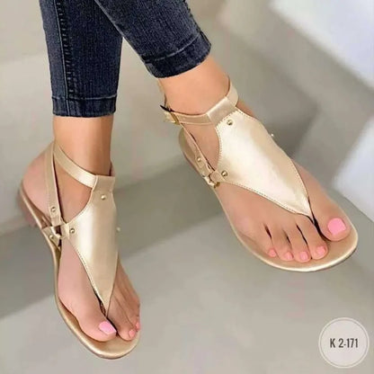 lovevop-Women Sandals  Summer Outdoor Beach Flip-flop Sandals Solid Fashion Gladiator Sandals Women Flats Casual Ladies Shoes