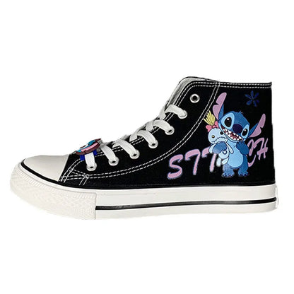 lovevop-Lilo & Stitch Canvas Shoes Cute Cartoon Little Monster Pattern Shoes Fashion Casual Sports High and Low Canvas Shoes