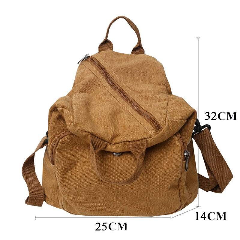 maoxiangshop - Women Canvas Backpack College Cotton Female Trendy Gir Travel Men Lady Satchel Male Boy Harajuku Student Bag