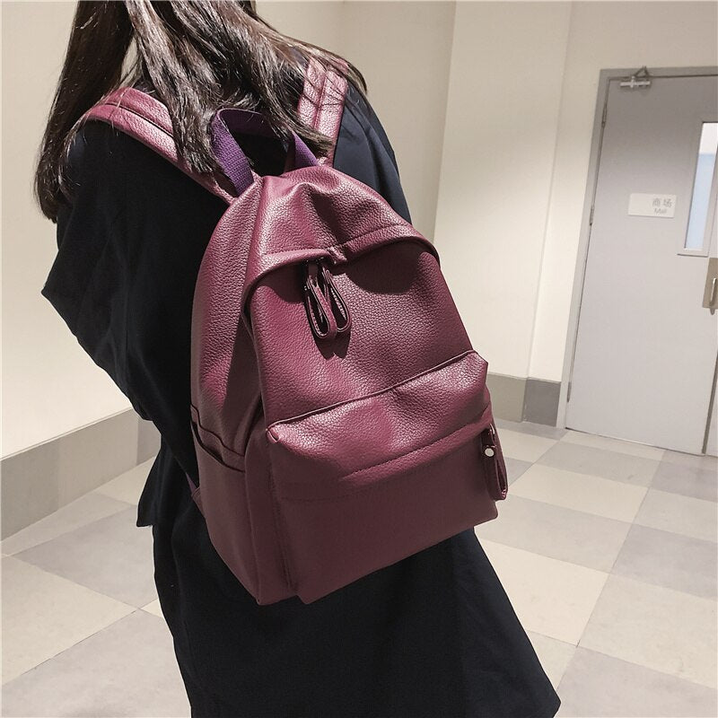 maoxiangshop - Fashion Backpack High Quality PU Leather Women's Backpack For Teenage Girls School Shoulder Bag Bagpack Mochila backpack