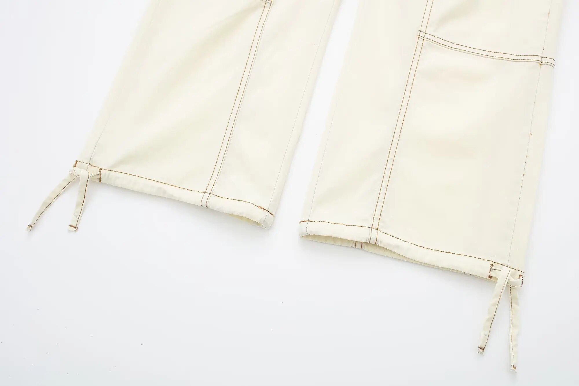 Lovevop - NEW Women'sPatch pockets on leg and backTap pocketsAdjustable cuffsContrast stitchingDress stitched cargo pants