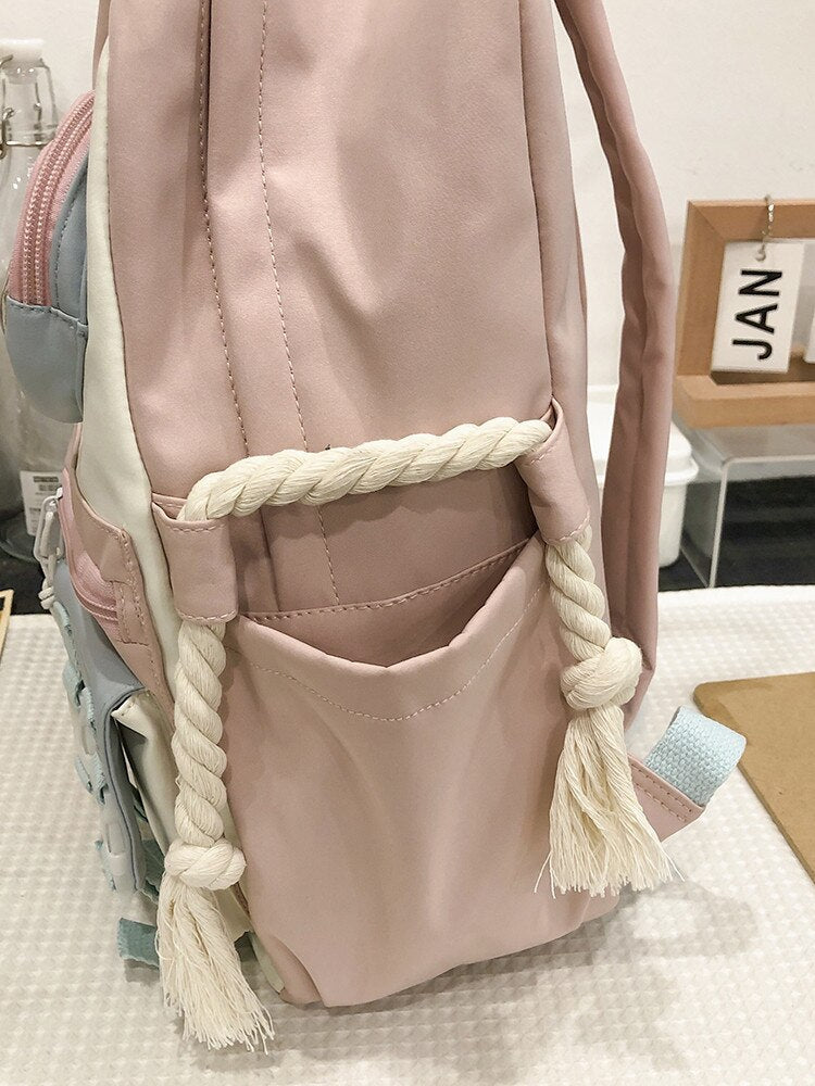 maoxiangshop - Women Backpack Nylon Waterproof Schoolbag For Teenage College Style Pure Color Girls Backpack Bookbag Cute Casual Travel