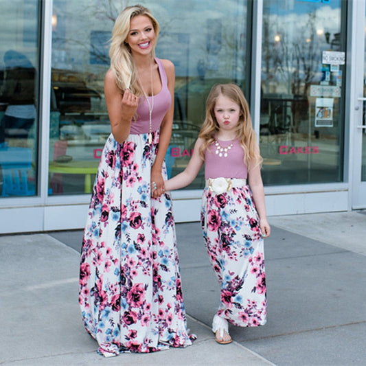 Lovevop Mother and Daughter Dresses Tank Floral Family Look Mommy and Me Clothes Mom Baby Dress Women and Girls Matching Outfits Vestido