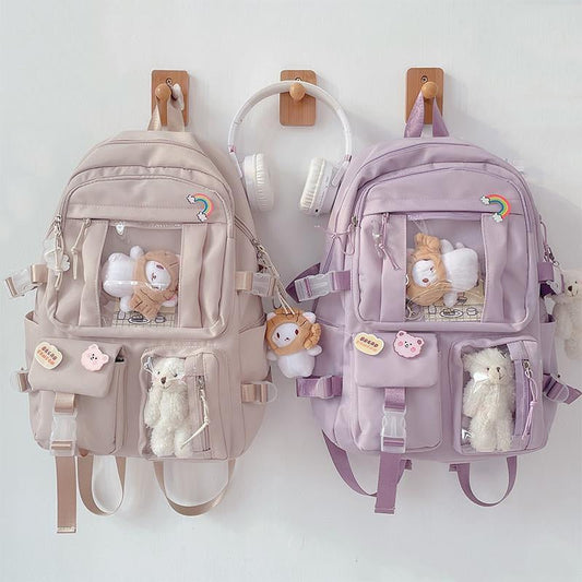 maoxiangshop - Large-capacity Cute Women Multi-Pocket Nylon Backpack Ins Junior High School Student School Bag Female Girl Backpack Laptop Book
