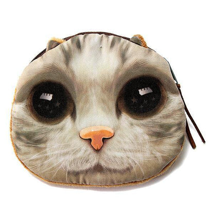 elvesmall Lovely Dog Cat Face Coin Zipper Coin Pocket Mini Wallet