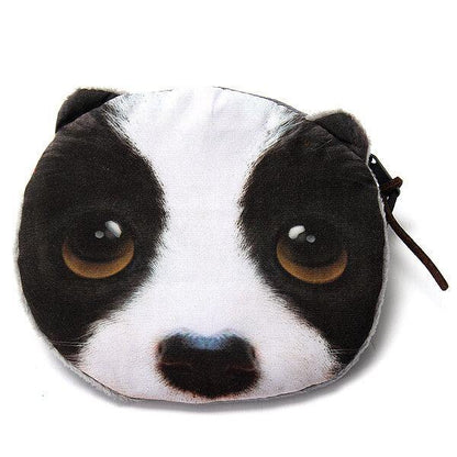 elvesmall Lovely Dog Cat Face Coin Zipper Coin Pocket Mini Wallet