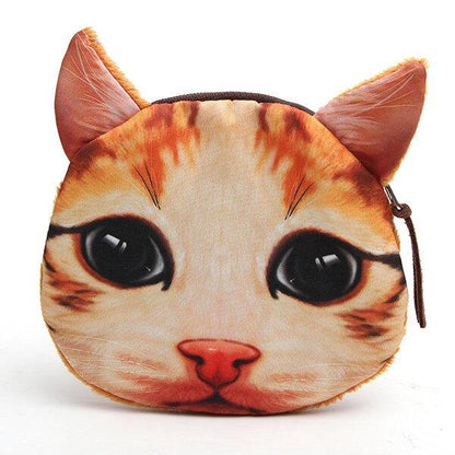 elvesmall Lovely Dog Cat Face Coin Zipper Coin Pocket Mini Wallet