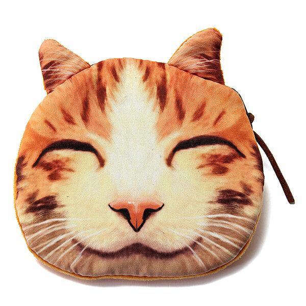 elvesmall Lovely Dog Cat Face Coin Zipper Coin Pocket Mini Wallet