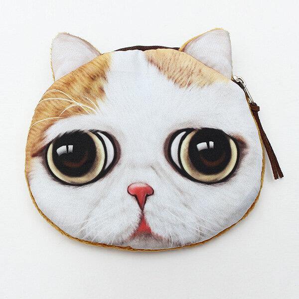 elvesmall Lovely Dog Cat Face Coin Zipper Coin Pocket Mini Wallet