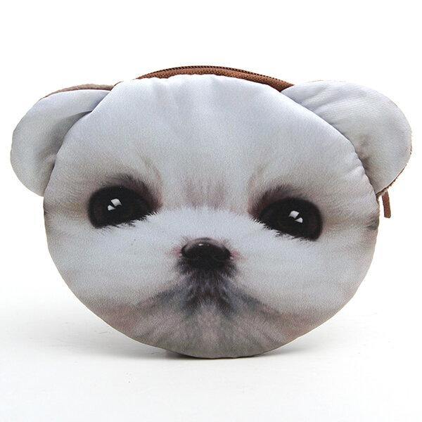 elvesmall Lovely Dog Cat Face Coin Zipper Coin Pocket Mini Wallet