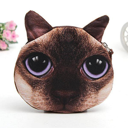 elvesmall Lovely Dog Cat Face Coin Zipper Coin Pocket Mini Wallet