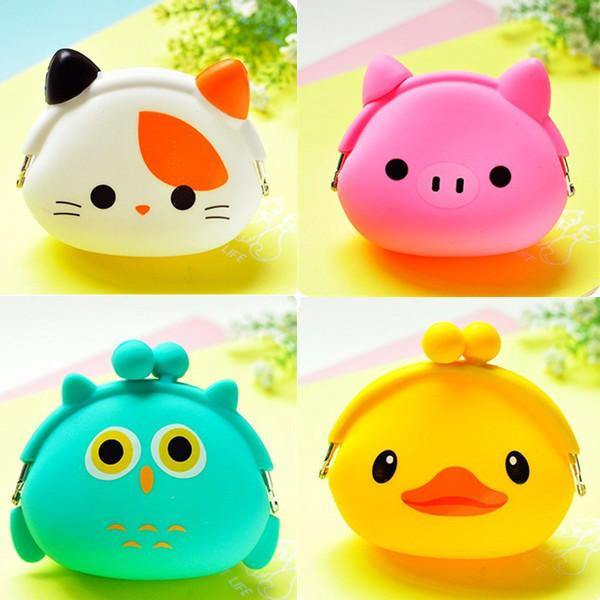 elvesmall Women Silicone Jelly Coin Purse Cartoon Lovely Animal Bag