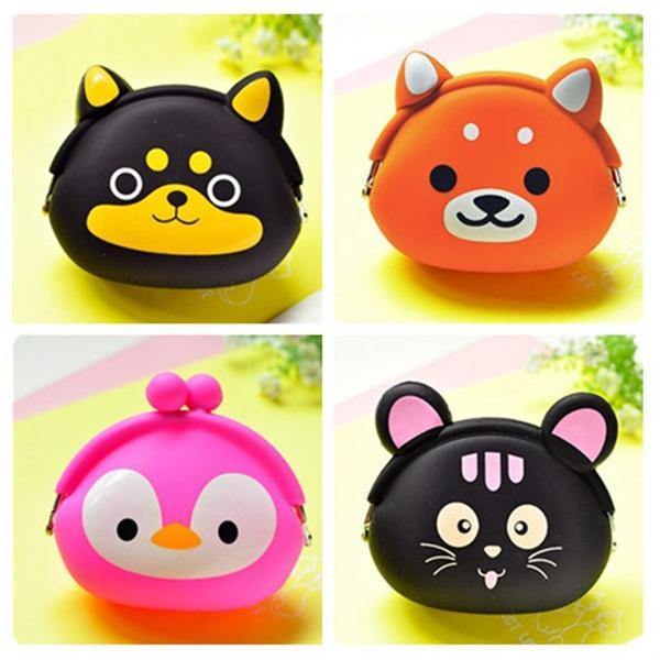 elvesmall Women Silicone Jelly Coin Purse Cartoon Lovely Animal Bag