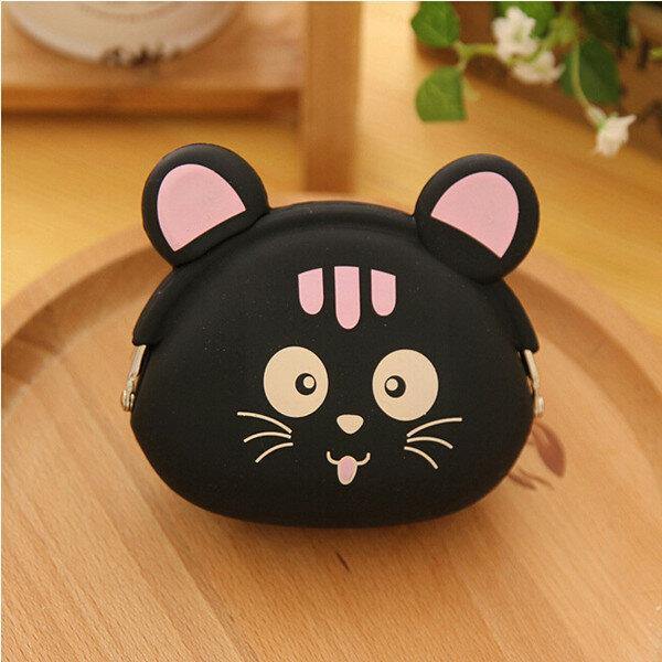 elvesmall Women Silicone Jelly Coin Purse Cartoon Lovely Animal Bag