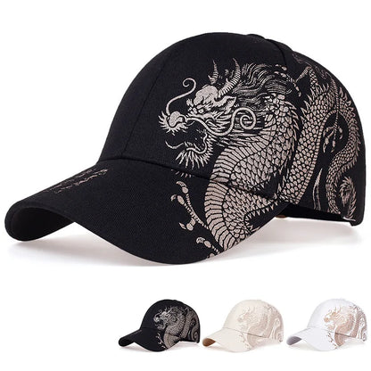 lovevop-Dragon Pattern Men's Trendy Handsome Peaked Cap Cool Hip Hop Baseball Hat