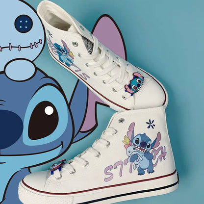 lovevop-Lilo & Stitch Canvas Shoes Cute Cartoon Little Monster Pattern Shoes Fashion Casual Sports High and Low Canvas Shoes