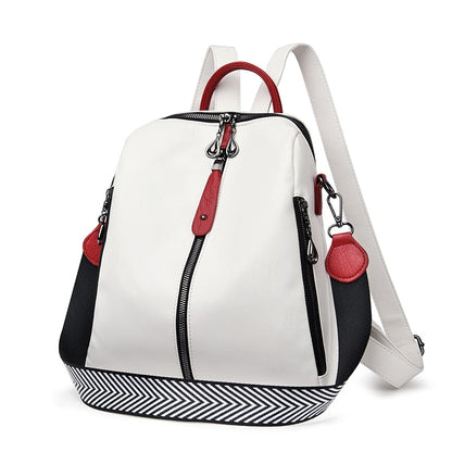 maoxiangshop - Fashion Backpack Women Soft Leather Backpack Female White High Quality Travel Back Pack School Backpacks for Girls Sac A Dos Hot