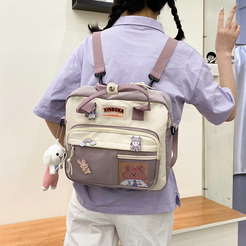 maoxiangshop - Kawaii Horizontal Backpack for Teenage Girl Portable Multifunctional Travel Shoulder Bags Female Small Schoolbag Women Backpacks